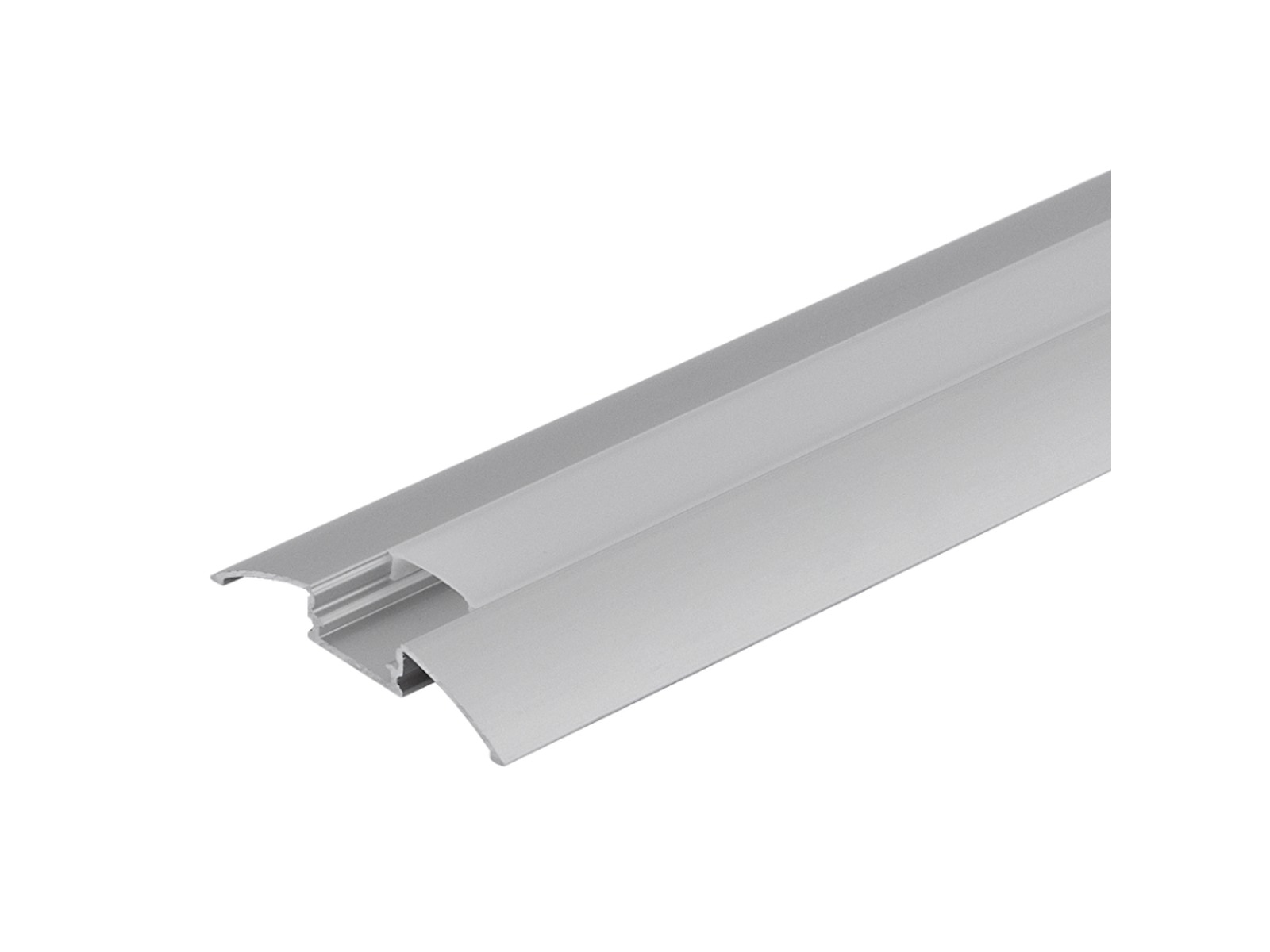 Fodliste-aluminiumsprofil 12 mm til LED strip. 2 m. inkl. opal cover. 2 clips og endestykker