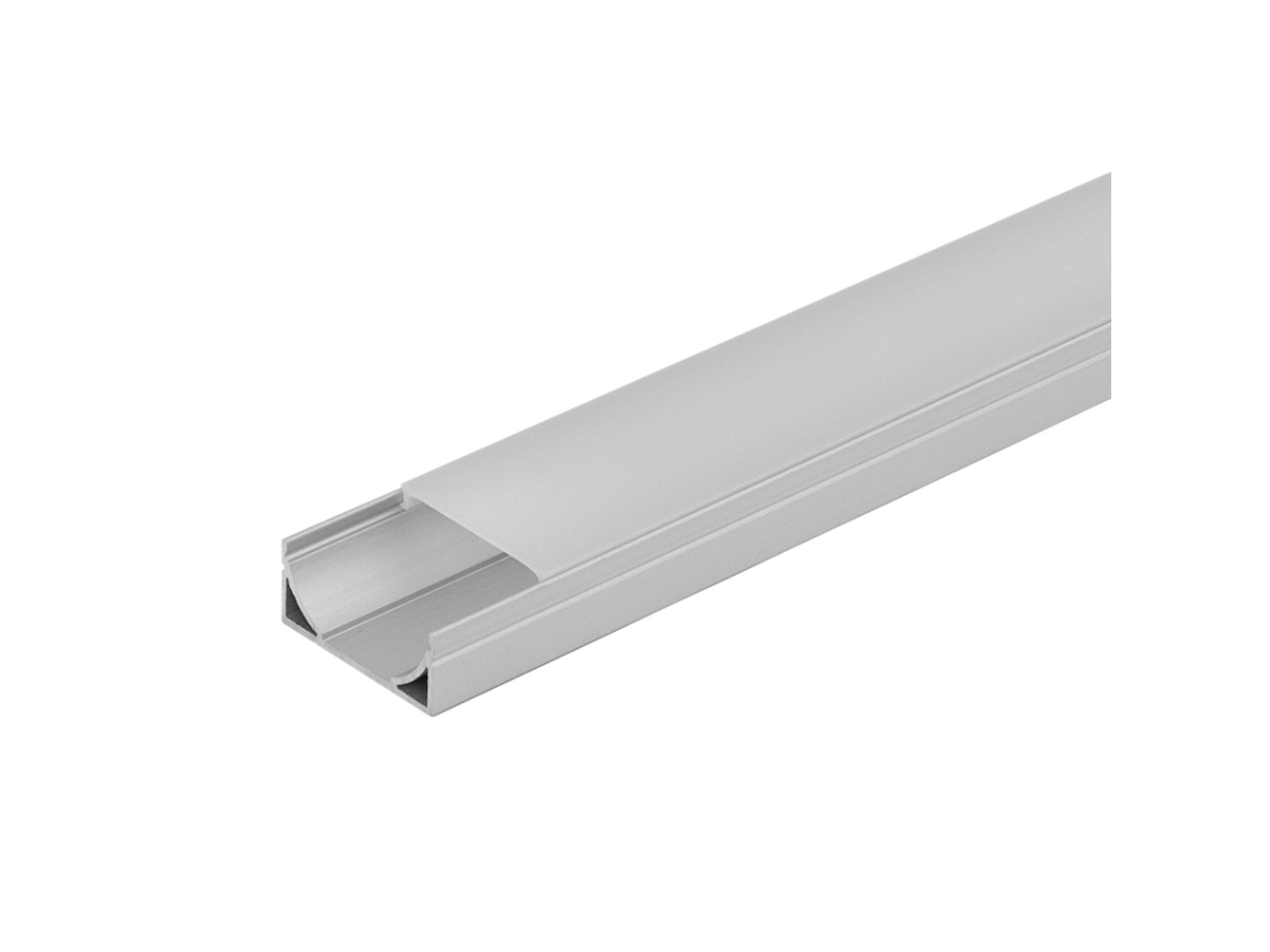 Aluminiumsprofil 12 mm til LED strip. 2 m. inkl. opal cover. 2 clips og endestykker