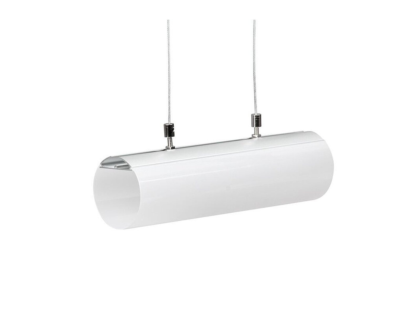 Aluminiumsprofil Ø40 mm til LED strip. 2 m. inkl. opal halvmåne cover. 2 beslag og wire