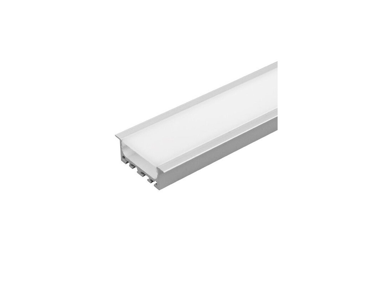 Indbygnings-aluminiumsprofil 22 mm til LED strip. 2 m. inkl. opal cover. 2 clips og endestykker