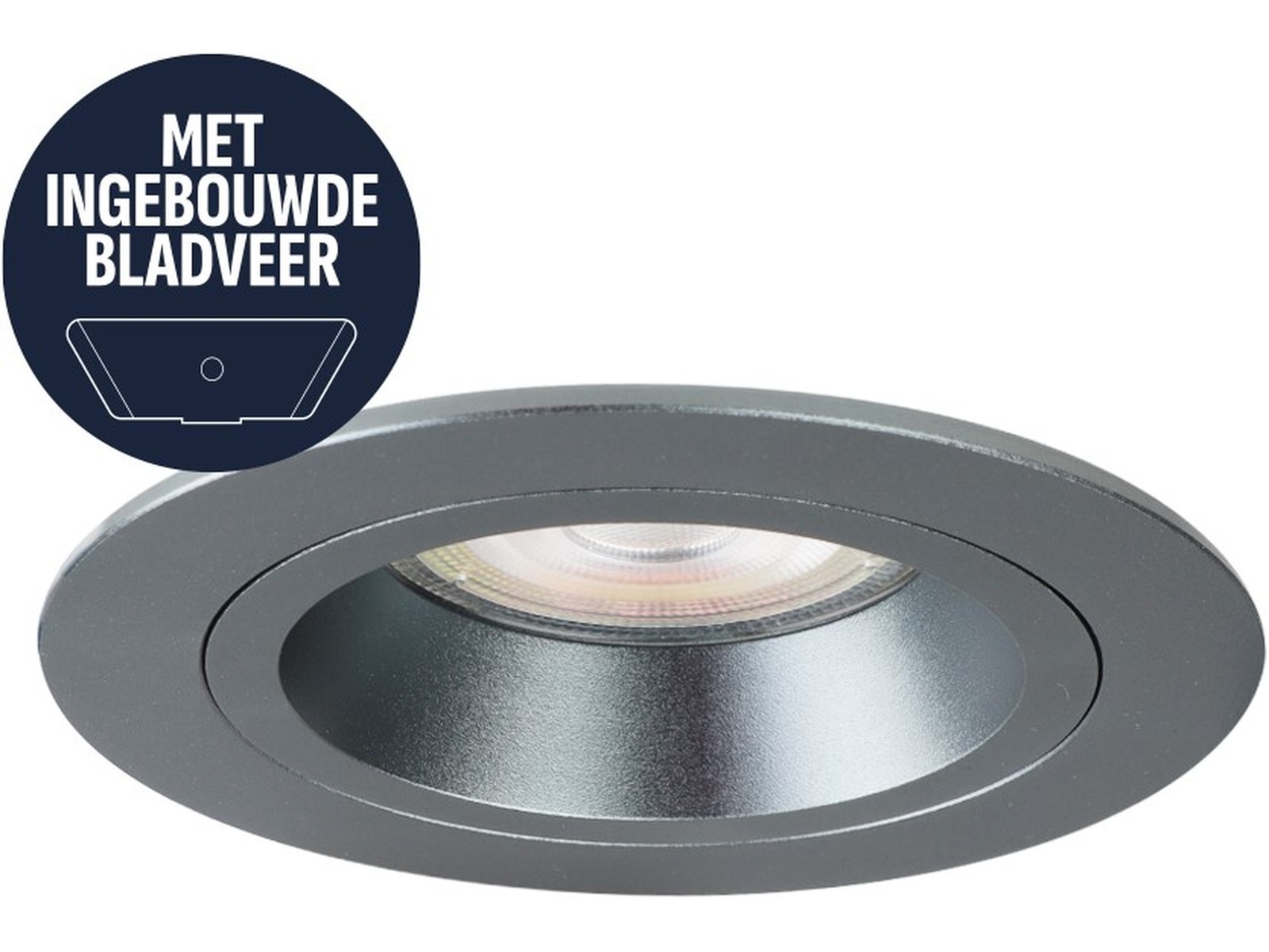 Pragmalux indbygget spotlight med bladfjedre Ados Round Gunmetal RAL7031 - inkl. GU10 Fitting