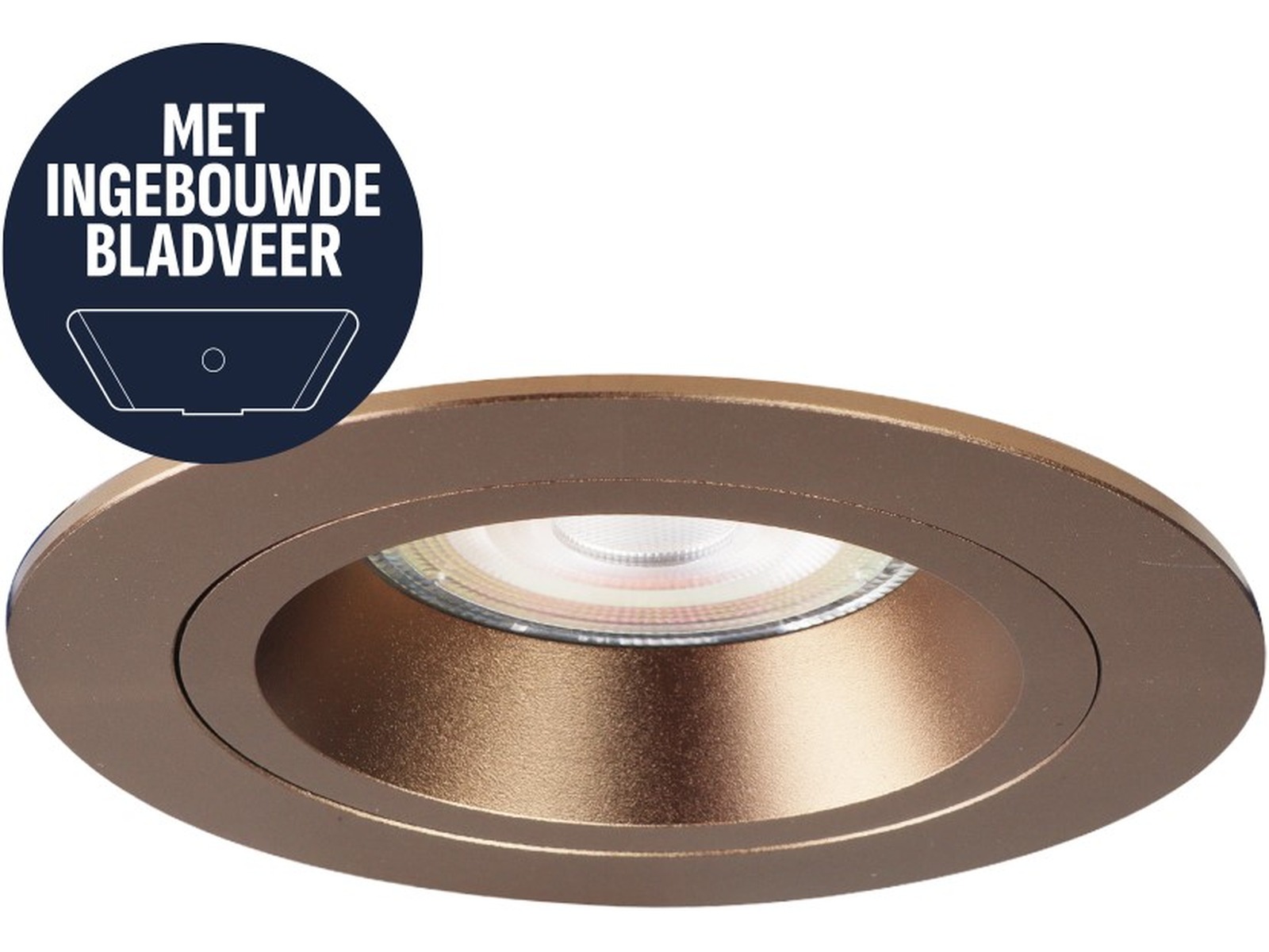 Pragmalux indbygget spotlight med bladfjedre Ados Round Bronze RAL8000 - inkl. GU10 Fitting