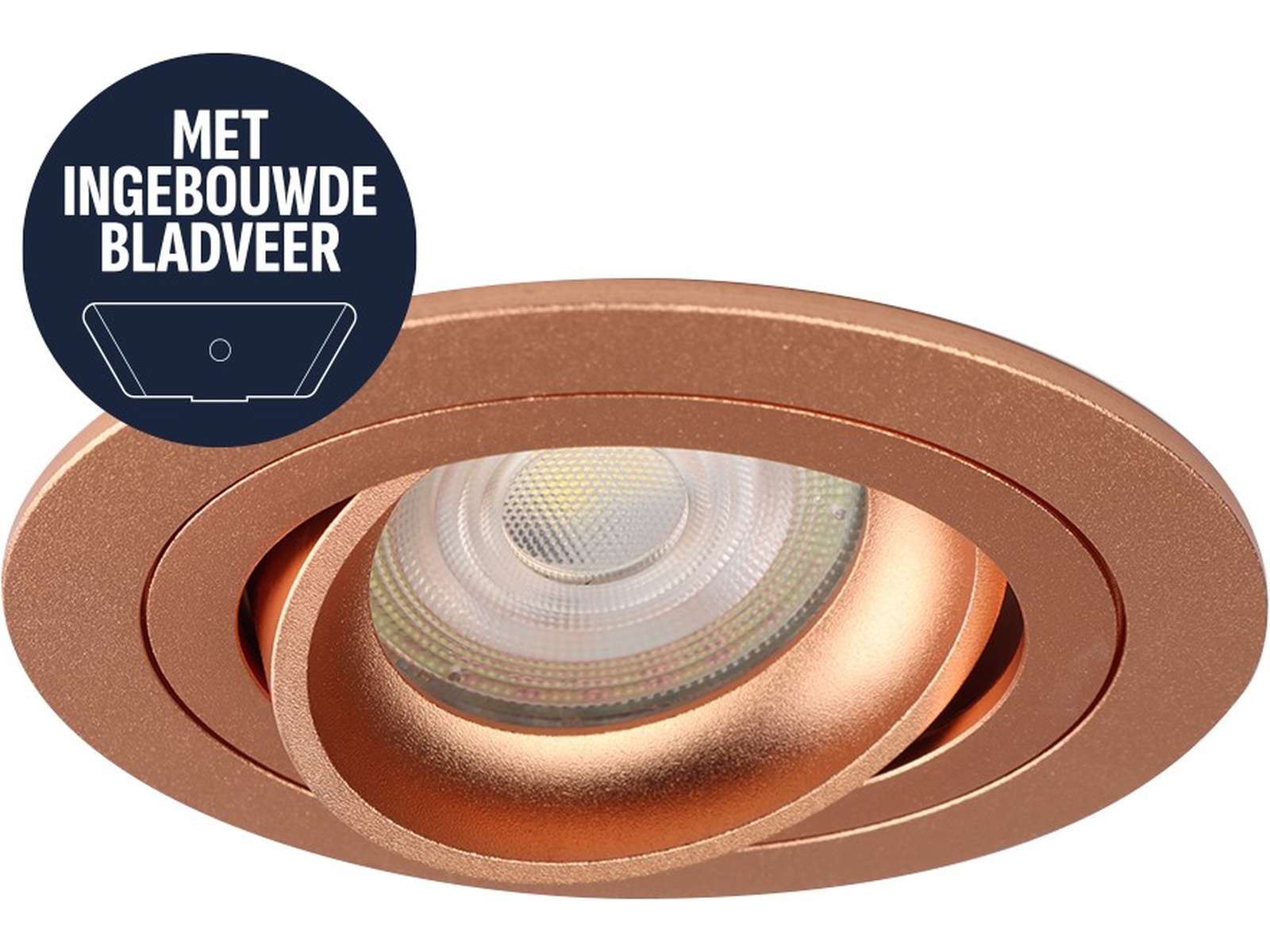 Pragmalux indbygget spotlight med bladfjedre Alpha Round Tiltable Copper RAL1001 - inkl. GU10 fitting