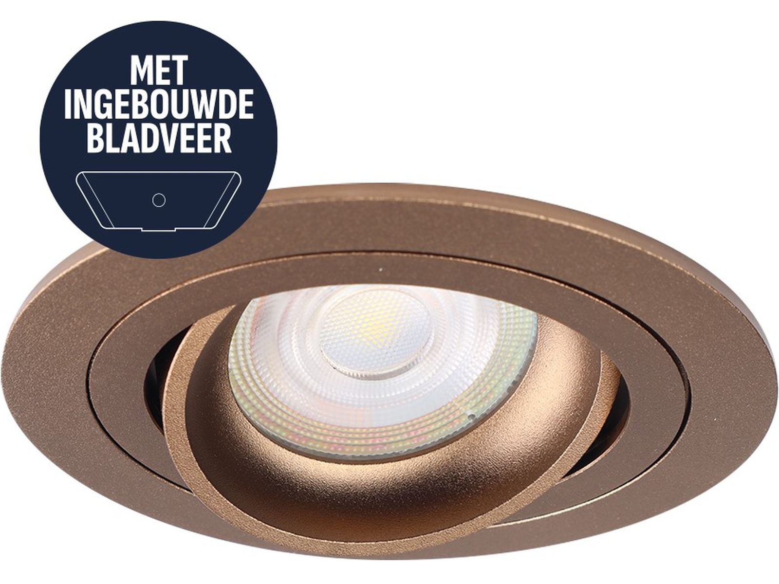 Pragmalux indbygget spotlight med bladfjedre Alpha Round Tiltable Bronze RAL8000 - inkl. GU10 beslag