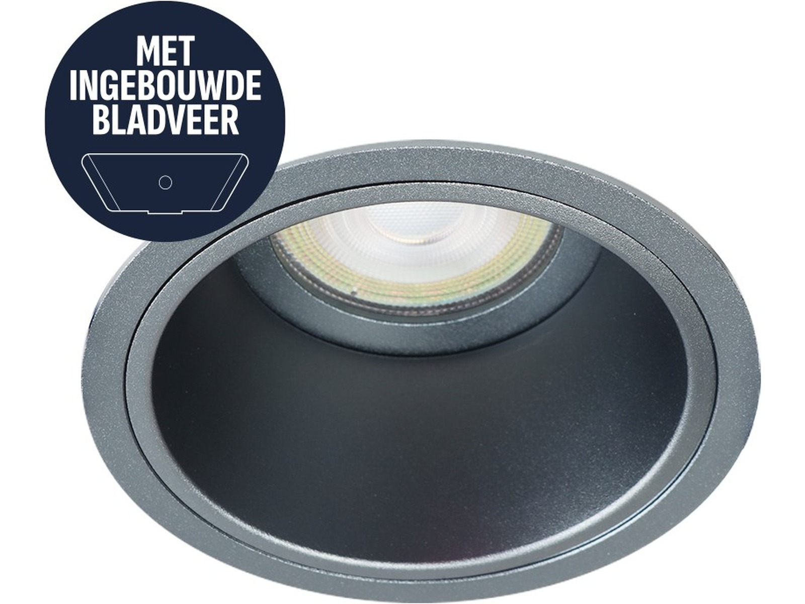 Pragmalux forsænket plads med bladfjedre Mido Round Gunmetal RAL7031 - inkl. GU10 beslag