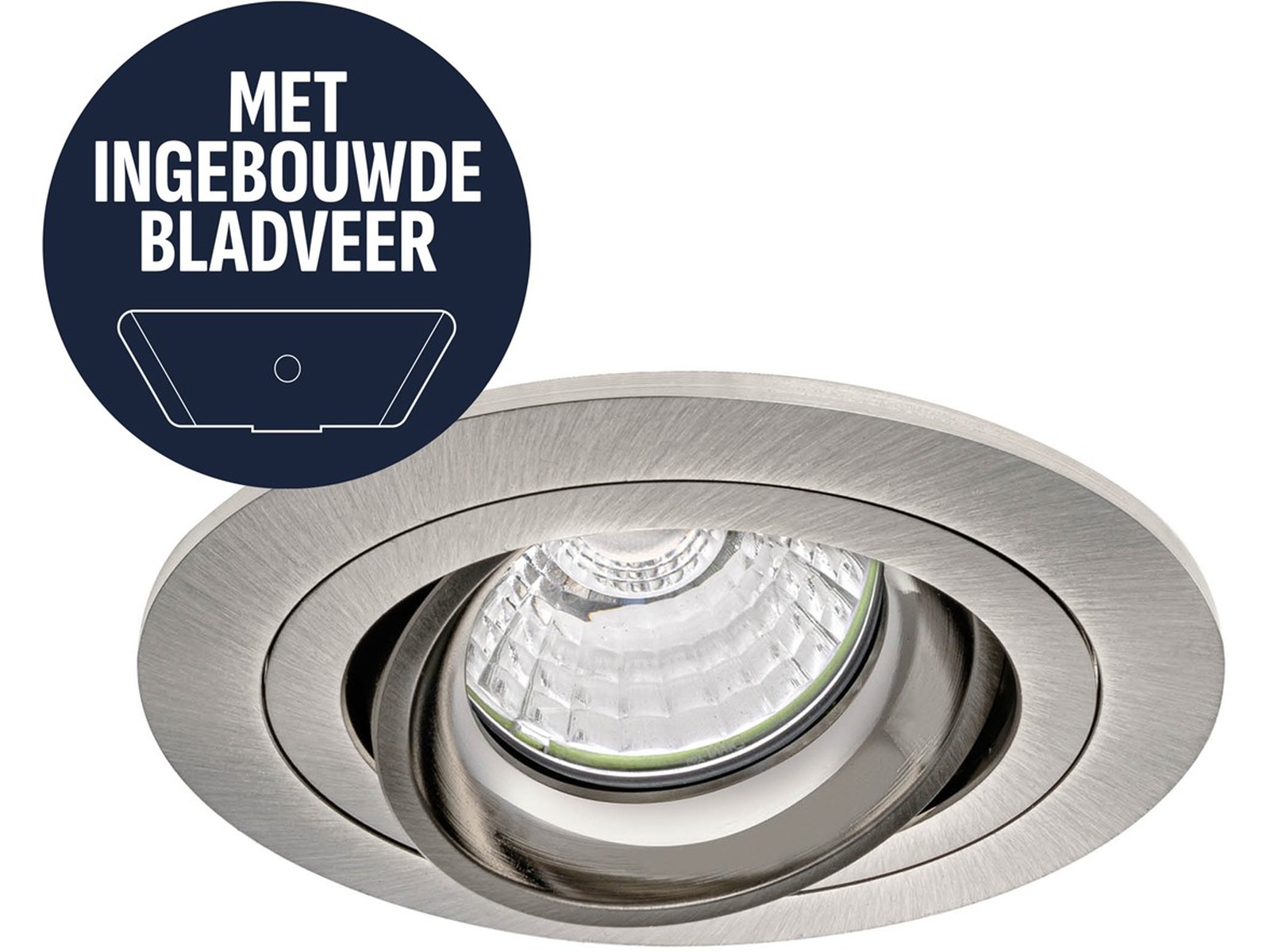 Pragmalux indbygget spotlight med bladfjedre Alpha Round Tiltable nickel - inkl. GU10 Fitting