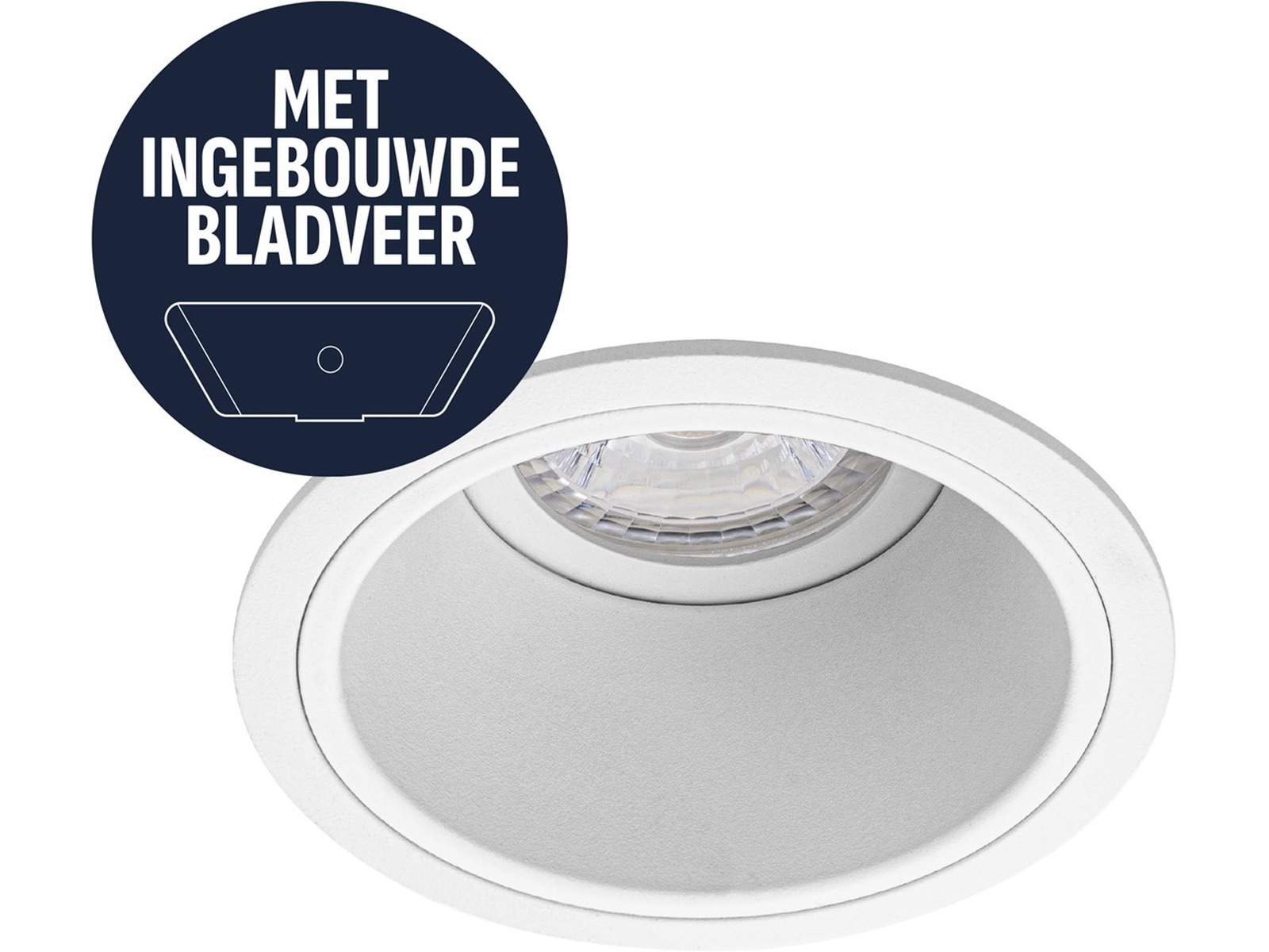 Pragmalux indbygget spotlight med bladfjedre Mido Rund hvid RAL9003 - inkl. GU10 Fitting