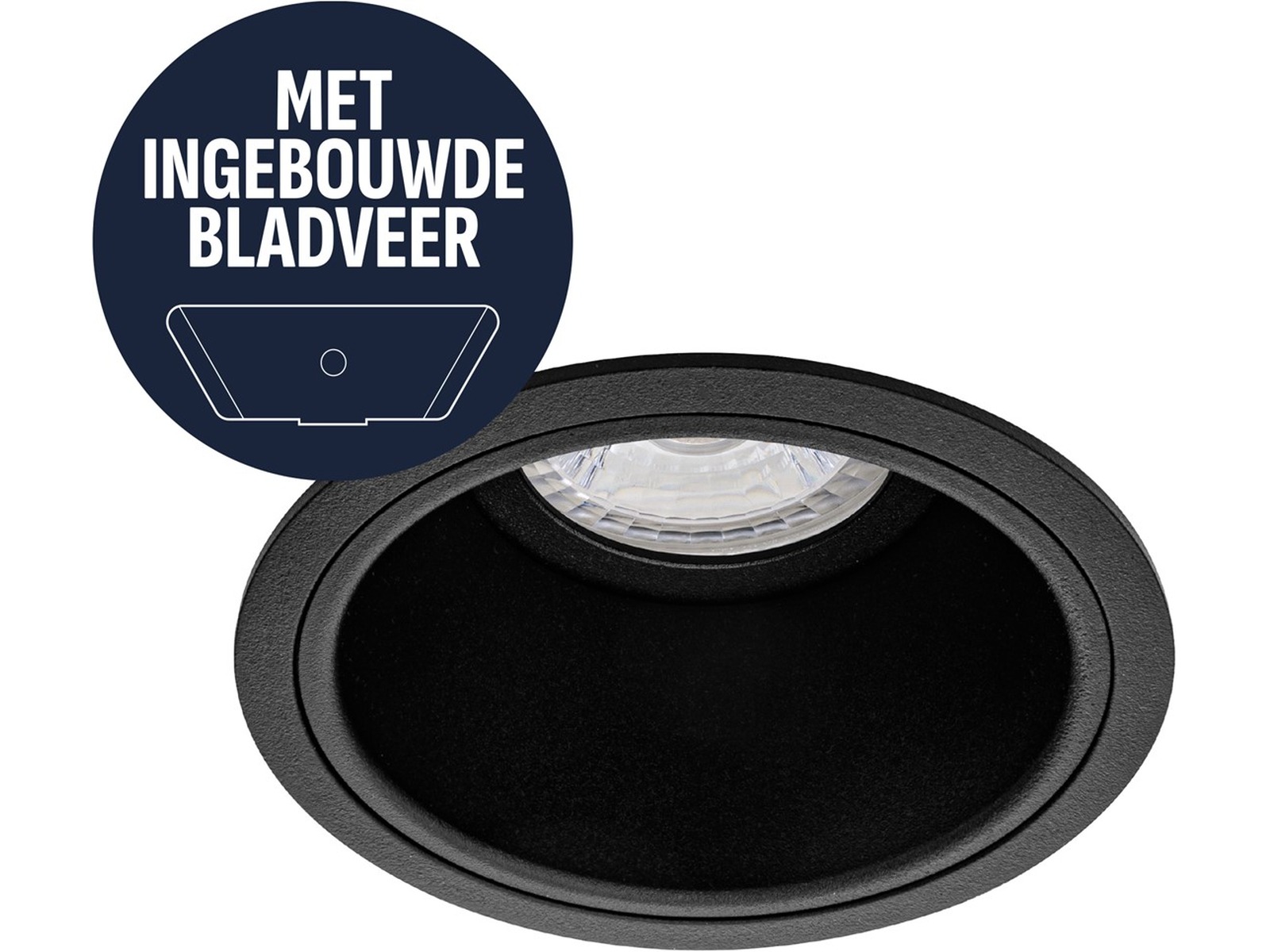 Pragmalux forsænket plads med bladfjedre Mido Rund sort RAL9004 - inkl. GU10 Fitting