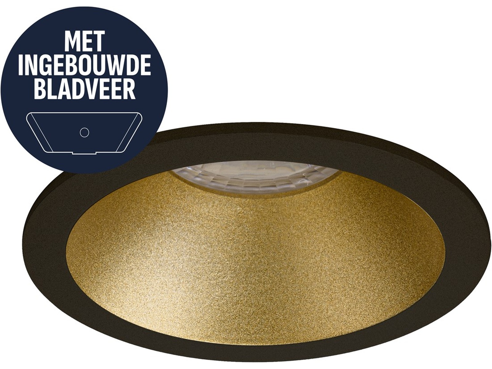 Pragmalux forsænket plads med bladfjedre Apollo Round Recessed sort RAL9004/guld RAL1003 - inkl. GU10 Fitting