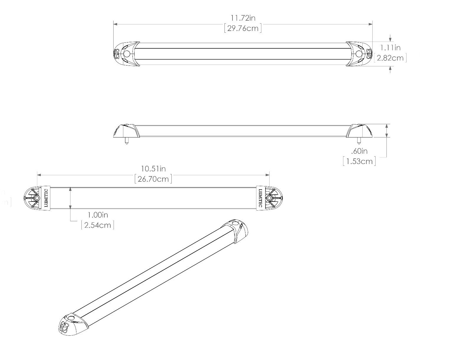 Rail2 Universal RGBW lysskinne. 11W. 10-30V.