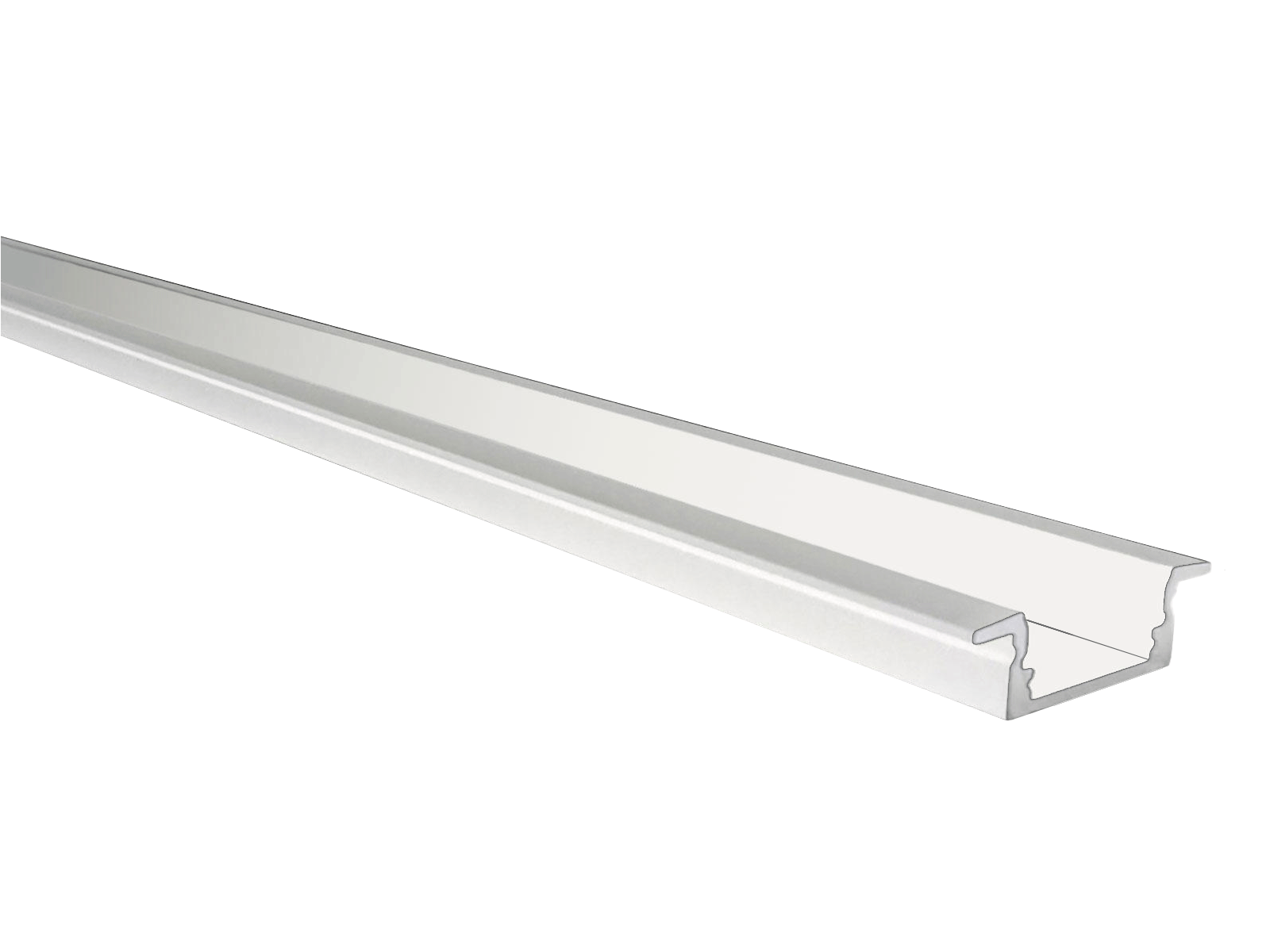 Alu-skinne HVID m/krave 17x7 for LED strip. 180 cm. m/4 skruehuller (tilkøb cover. endestykker. clips)