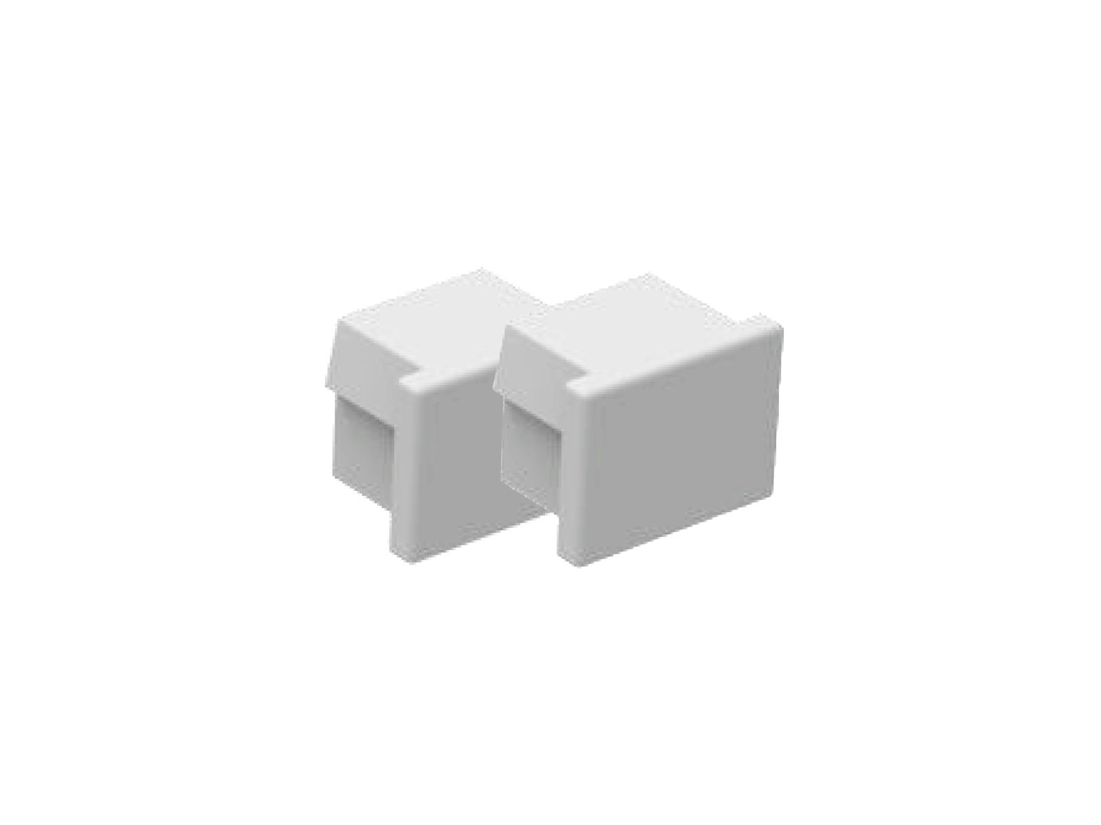 Endestykke-sæt (1 u.hul/1 m. hul) for aluskinne (16x12 mm)