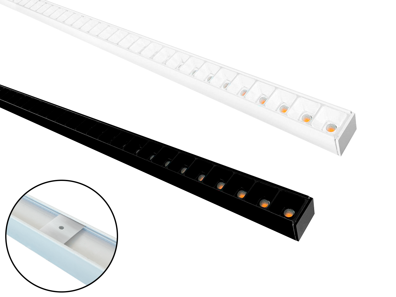 LED lysskinne UGR påbygning for Troldtek/træbeton. 120 cm