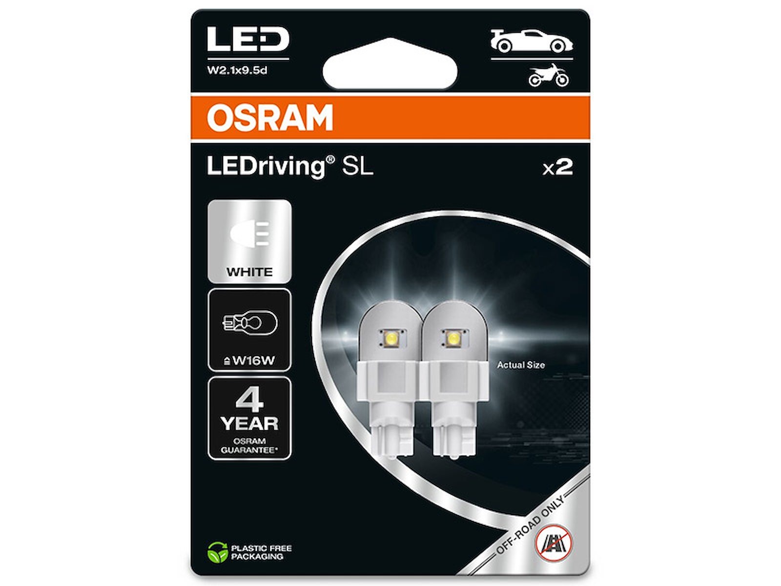 OSRAM LED W16W. 2 stk