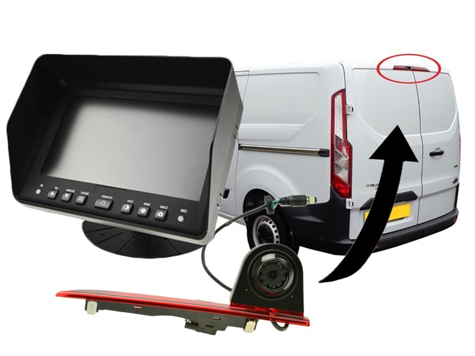 Bakkamera Kasse-Kit 7" skærm+kamera - FORD Transit Custom