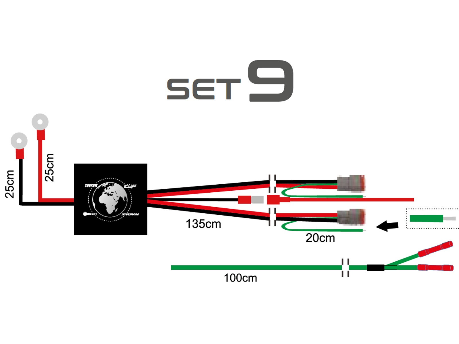 KABELKIT FOR 2 x LED m/3pin DT stik