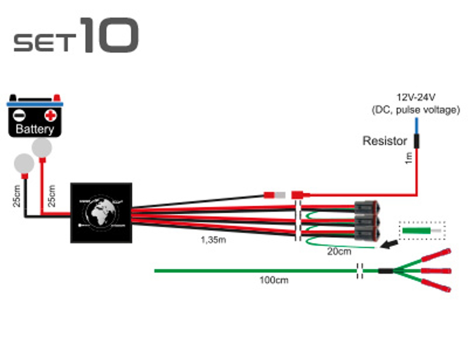 KABELKIT FOR 3 x LED m/3pin DT stik