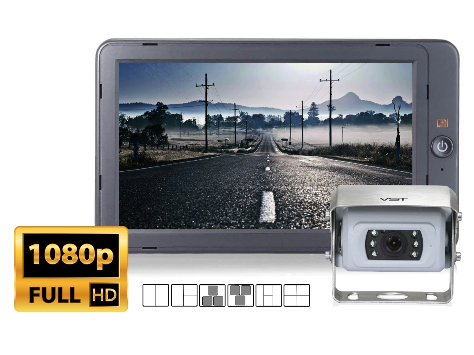 VST Quad-Cam kit m/ 7" monitor og HD kamera