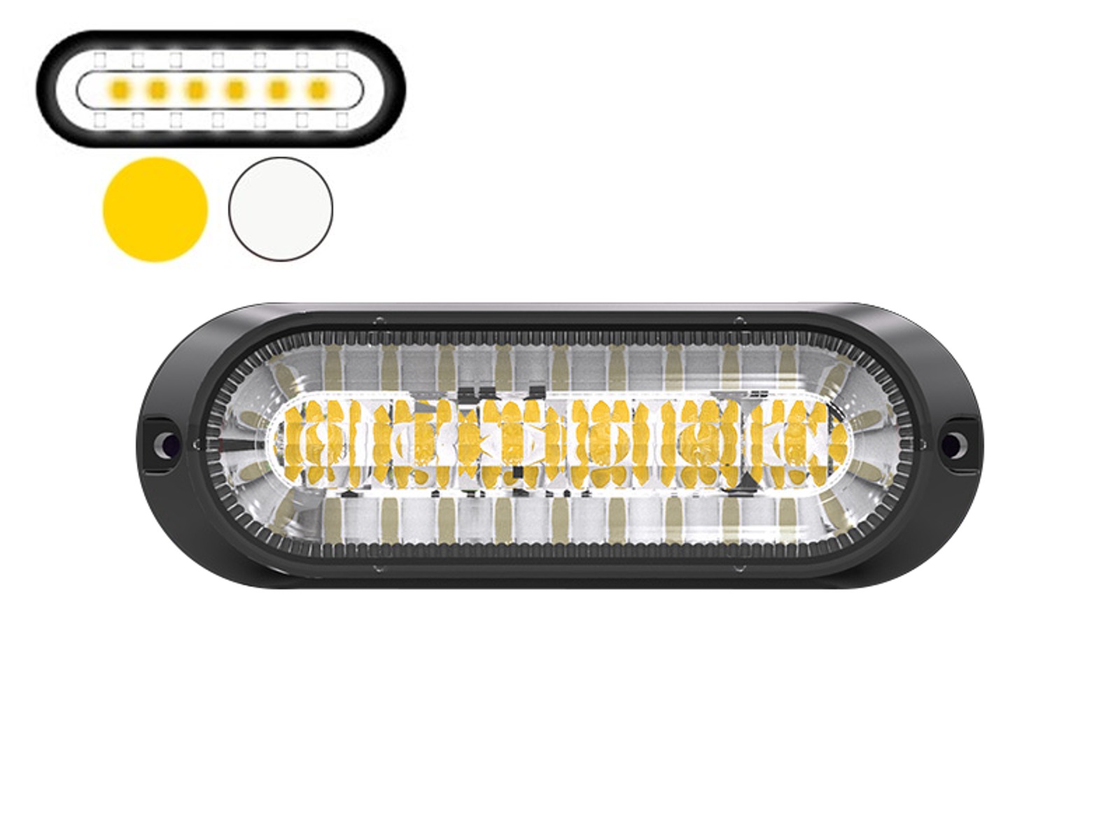 LED flash Hvid/Gul. Flash og hvid markeringslys. 10m kabel
