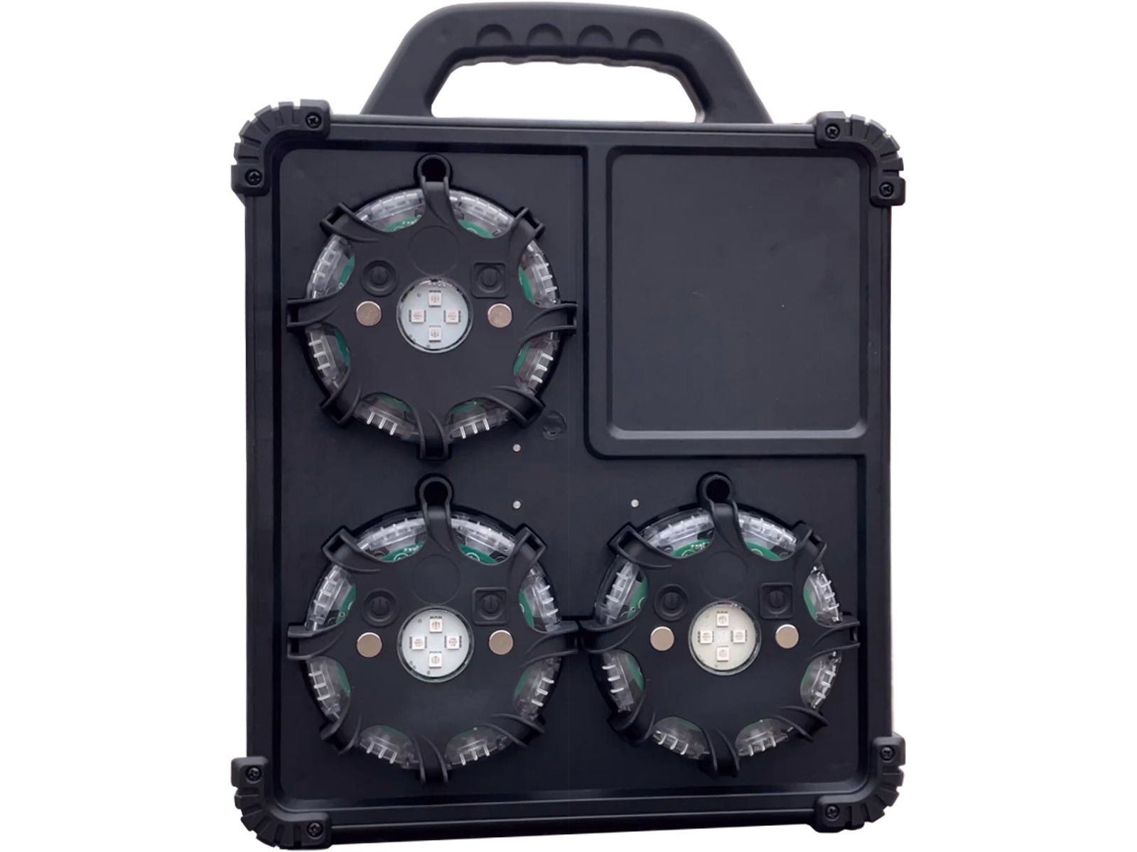 Advarselslys-kuffert m/6 stk. LED flash pucks
