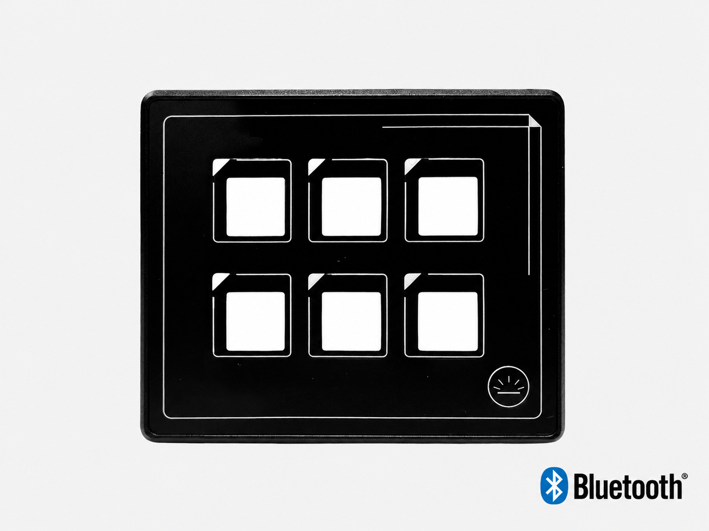 Relæ boks m/trykpanel. 6 udgange. Bluetooth. 11-30V
