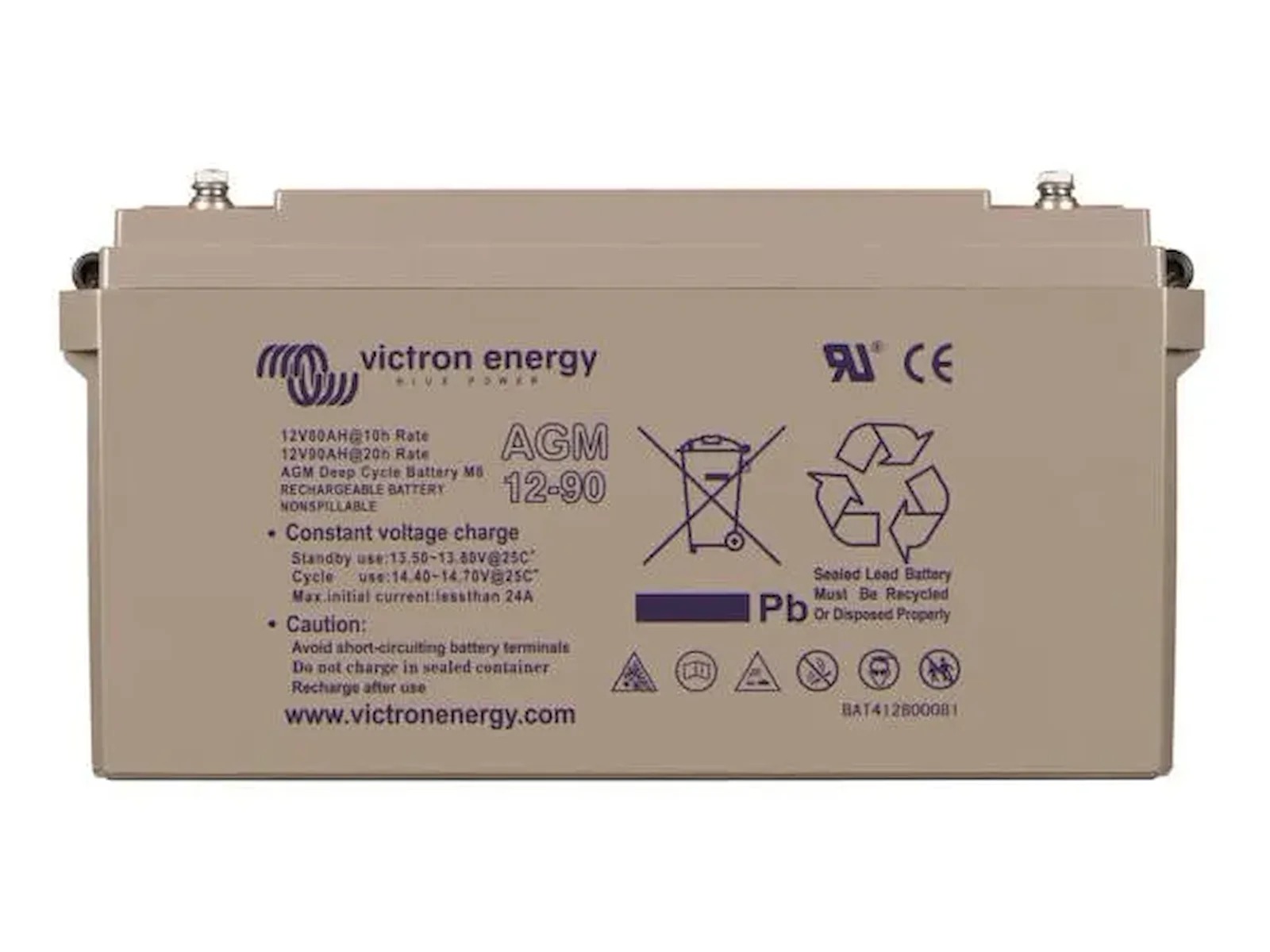 12V/90Ah AGM Deep Cycle Batt. (M6)